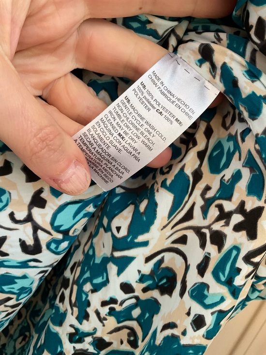 Chico's 3 Teal White Paisley Maxi Dress 24” by 50” v neck ruffle tiered travel - Picture 3 of 11